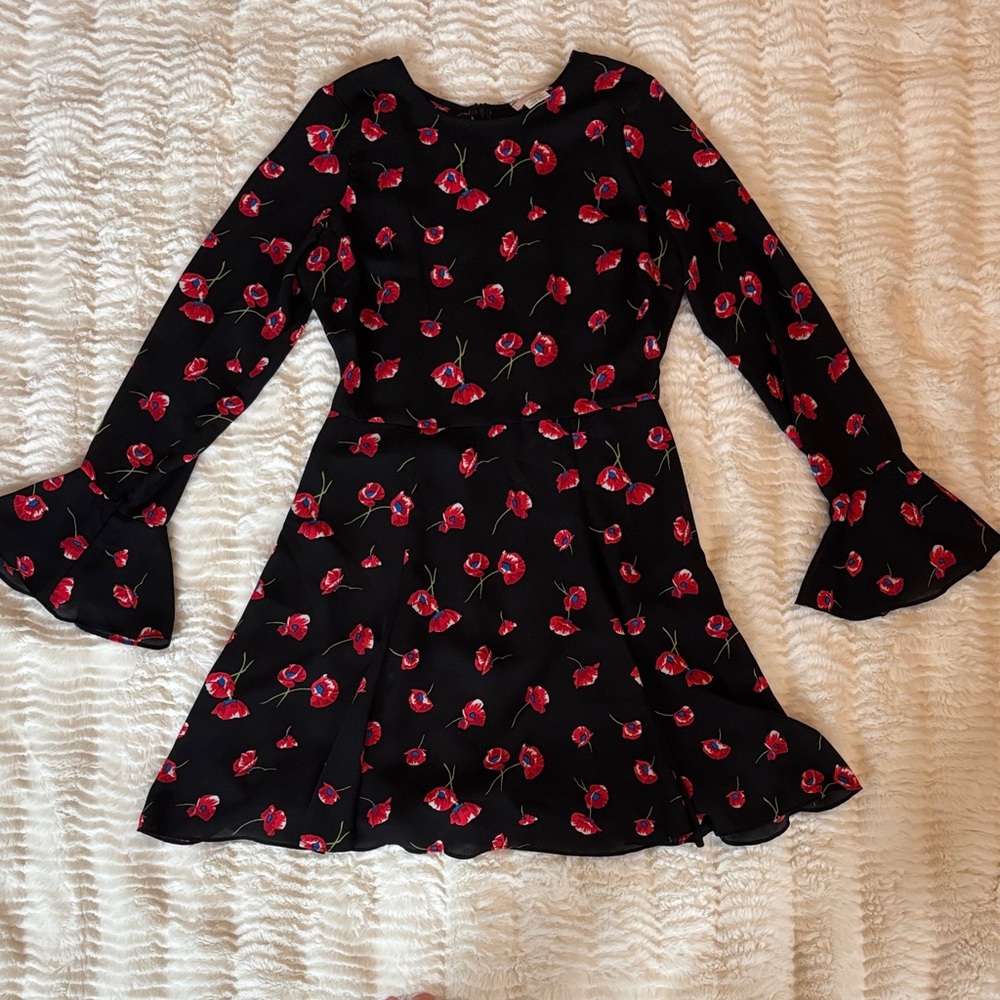 Floral Black and Red Dress